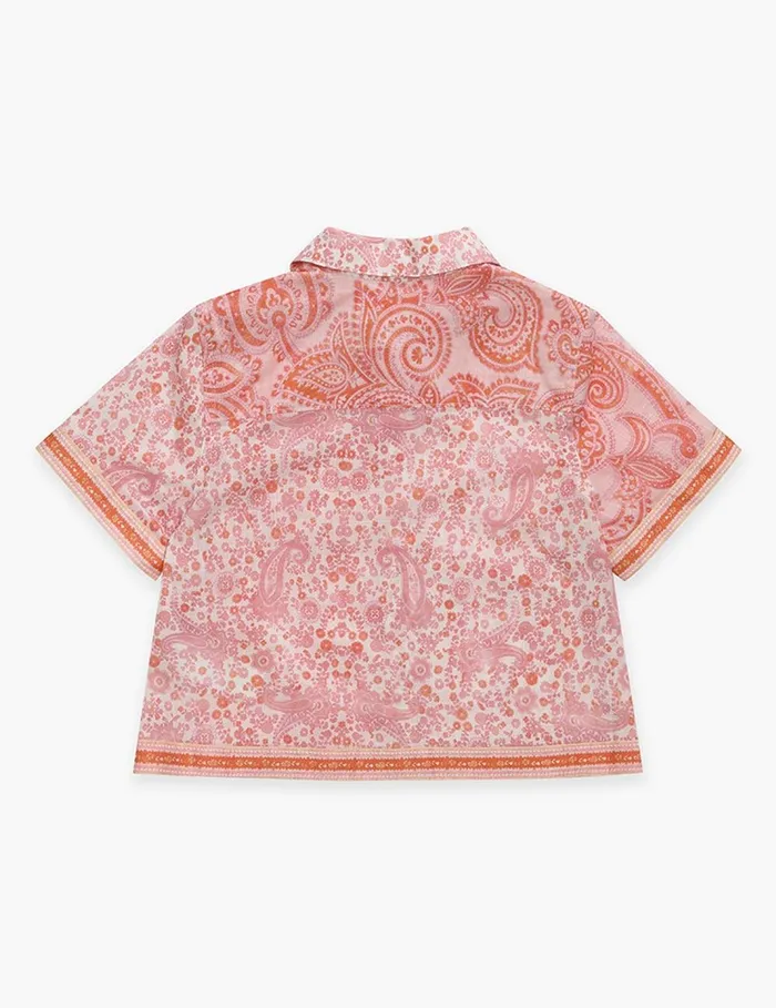 Kids Clothing Zimmermann Ottie Pocket Shirt Pink Paisley