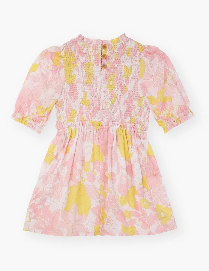 Kids Clothing Zimmermann Pop Puff Sleeve Dress Pinkyellow Floral