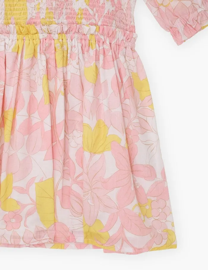 Kids Clothing Zimmermann Pop Puff Sleeve Dress Pinkyellow Floral