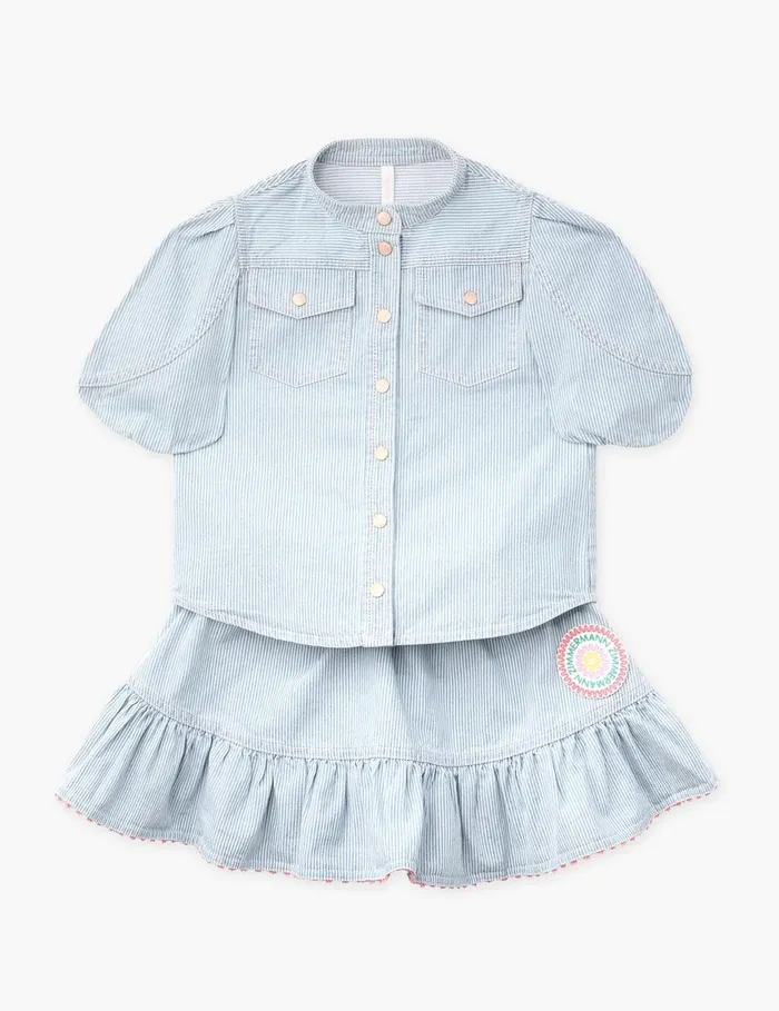 Kids Denim Zimmermann Wylie Utility Denim Top Ticking Stripe