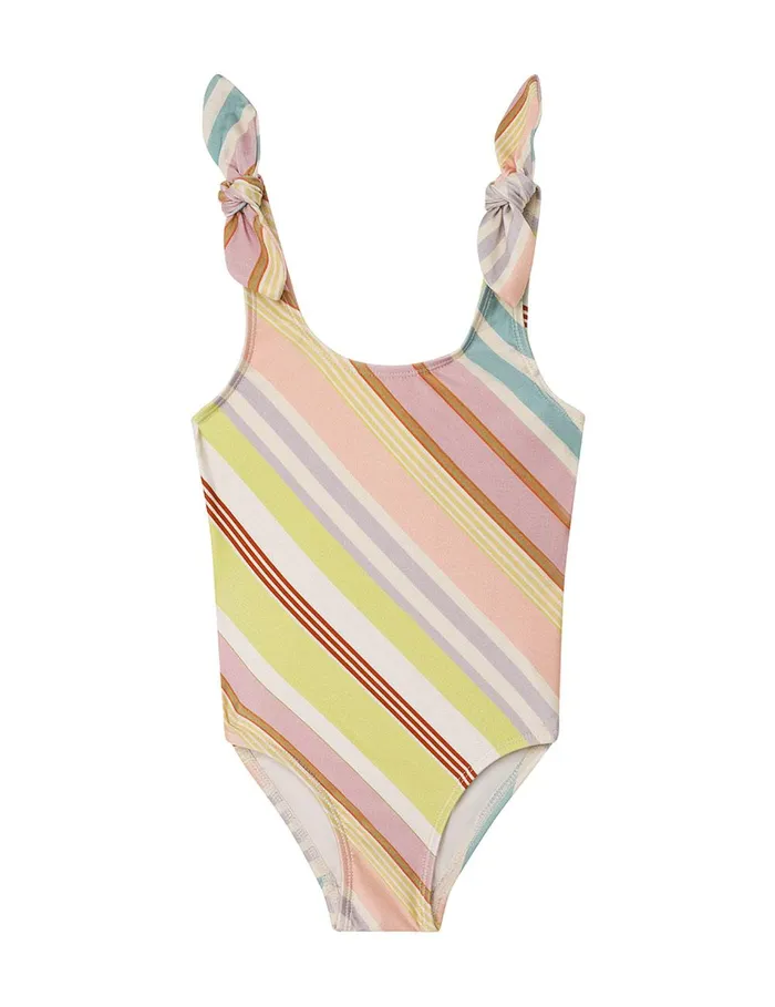 Kids Swimwear Zimmermann Halliday Bow Shoulder 1pc Multi Stripe