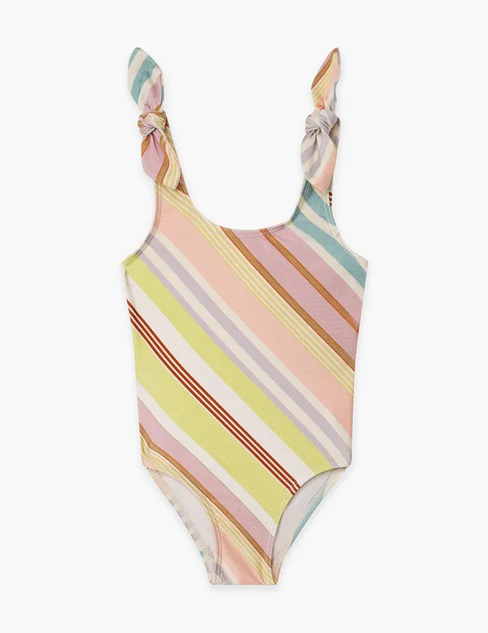 Kids Swimwear Zimmermann Halliday Bow Shoulder 1pc Multi Stripe