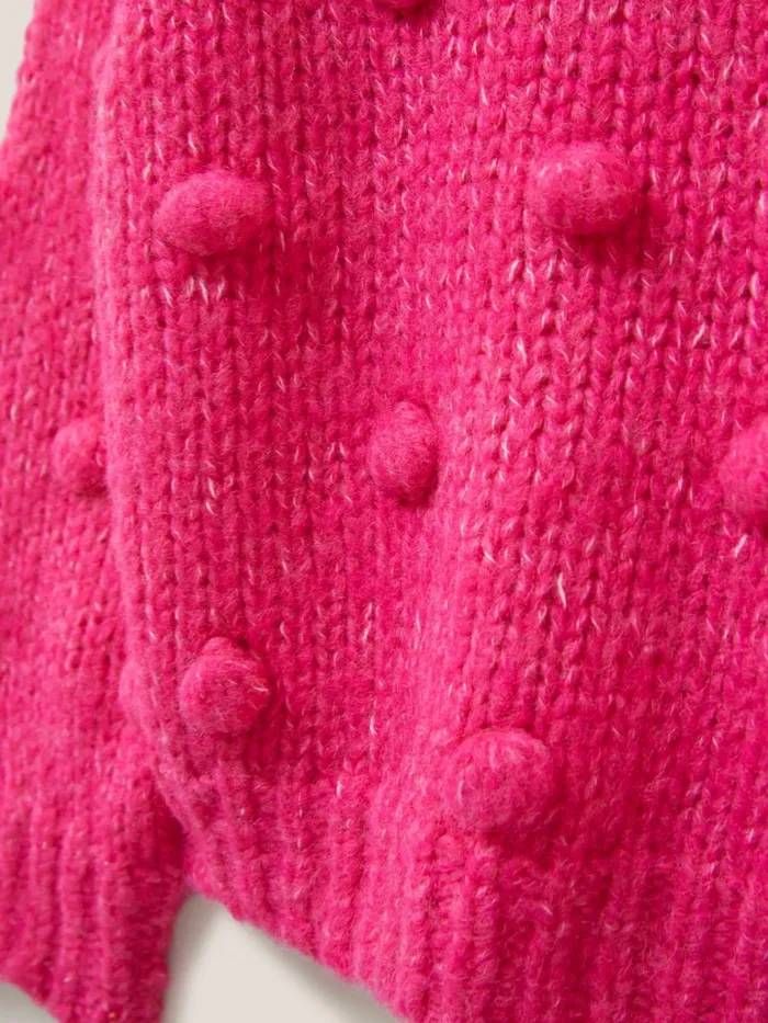 Kids White Stuff Knitwear Bobble Jumper Kids Bright Pink