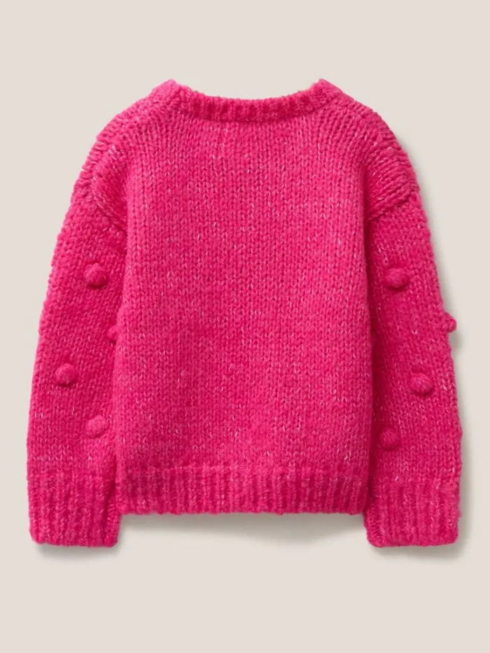 Kids White Stuff Knitwear Bobble Jumper Kids Bright Pink