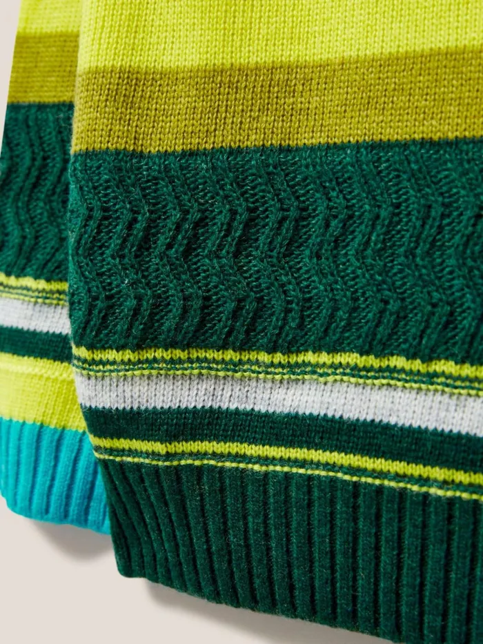 Kids White Stuff Knitwear Stripe Jumper Green Multi Kids White Stuff Knitwear Stripe Jumper Green Multi