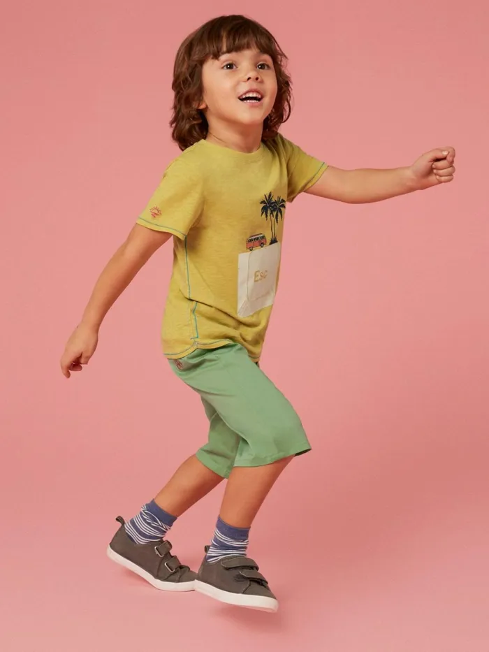 Kids White Stuff Trousers Cole Chino Short Mid Green