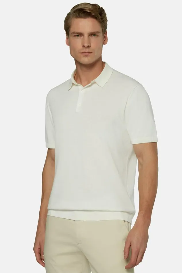 Knitwear Men Boggi Milano White Cotton Crepe Knit Polo Shirt White Knitwear Men Boggi Milano White Cotton Crepe Knit Polo Shirt White