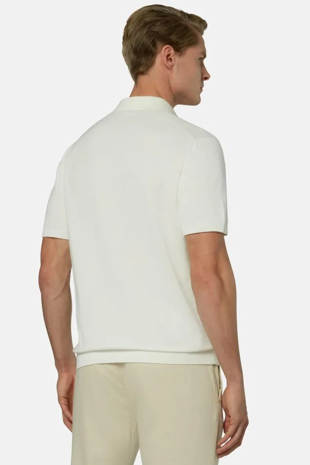 Knitwear Men Boggi Milano White Cotton Crepe Knit Polo Shirt White Knitwear Men Boggi Milano White Cotton Crepe Knit Polo Shirt White
