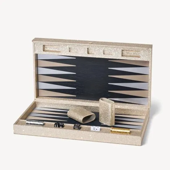 Large Backgammon Set Champagne Glitter Women Aspinal Of London Luxury Games