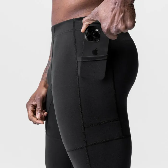 Leggings Men ASRV WarpFlexx Side Pocket 34Length Legging Black