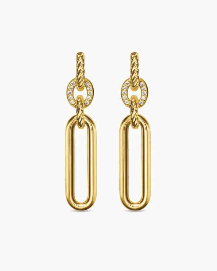 Lexington Double Link Drop Earrings In 18K Yellow Gold With Diamonds 54mm Women David Yurman Drop Lexington Double Link Drop Earrings In 18K Yellow Gold With Diamonds 54mm Women David Yurman Drop