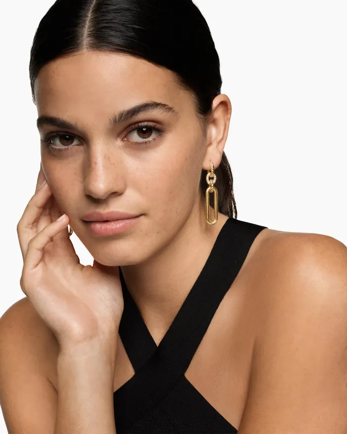 Lexington Double Link Drop Earrings In 18K Yellow Gold With Diamonds 54mm Women David Yurman Drop Lexington Double Link Drop Earrings In 18K Yellow Gold With Diamonds 54mm Women David Yurman Drop