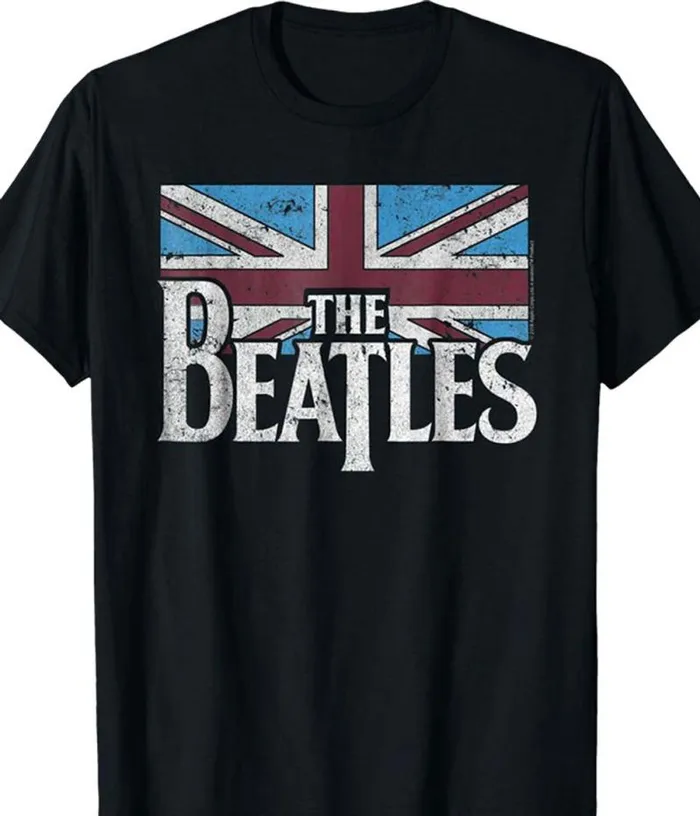 Liquid Blue TShirt Men Beatles British Flag Black TShirt