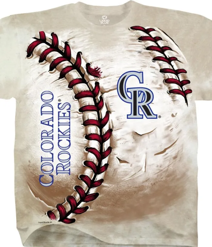 Liquid Blue TShirt Men Colorado Rockies Hardball TieDye TShirt