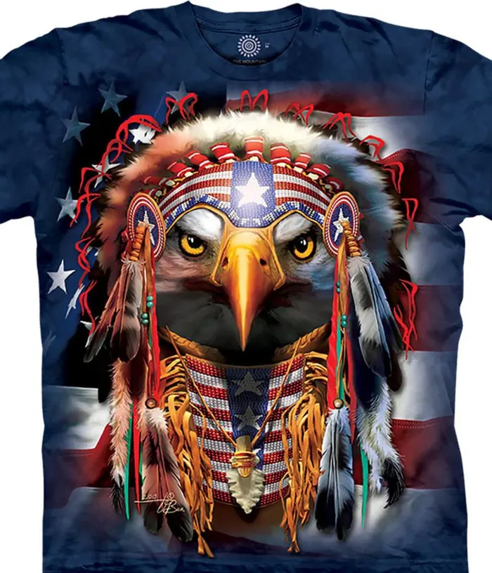 Liquid Blue TShirt Men Native Patriot Eagle Classic Cotton TShirt