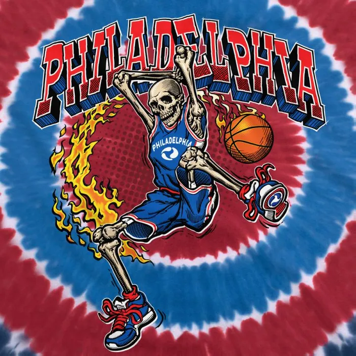 Liquid Blue TShirt Men Philadelphia Dunker Basketball Skeleton TieDye TShirt Liquid Blue TShirt Men Philadelphia Dunker Basketball Skeleton TieDye TShirt