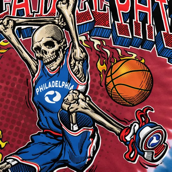 Liquid Blue TShirt Men Philadelphia Dunker Basketball Skeleton TieDye TShirt Liquid Blue TShirt Men Philadelphia Dunker Basketball Skeleton TieDye TShirt