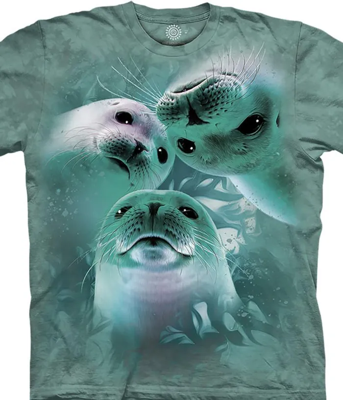 Liquid Blue TShirt Men Sea Lion Trio Classic Cotton TShirt