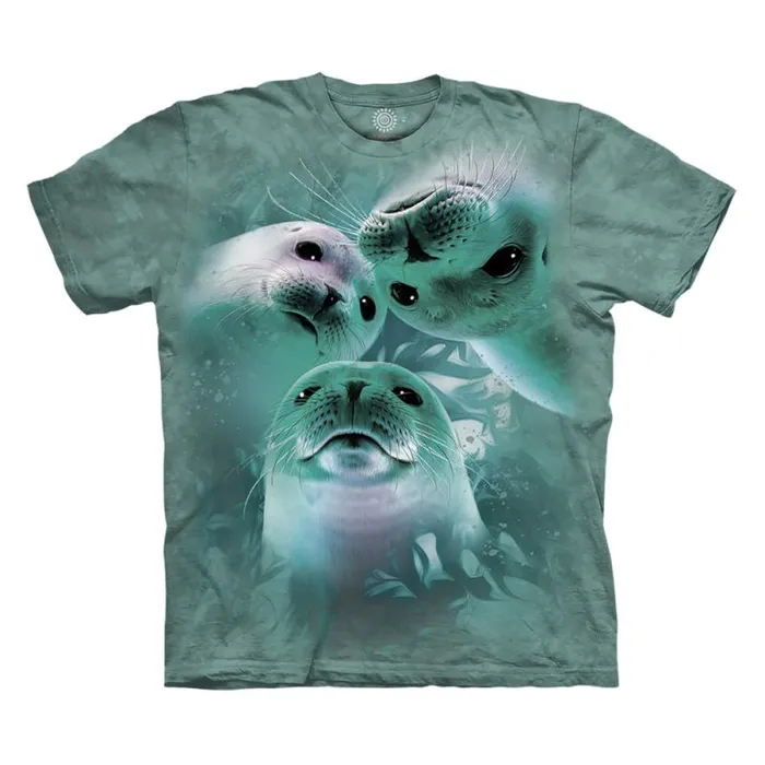 Liquid Blue TShirt Men Sea Lion Trio Classic Cotton TShirt