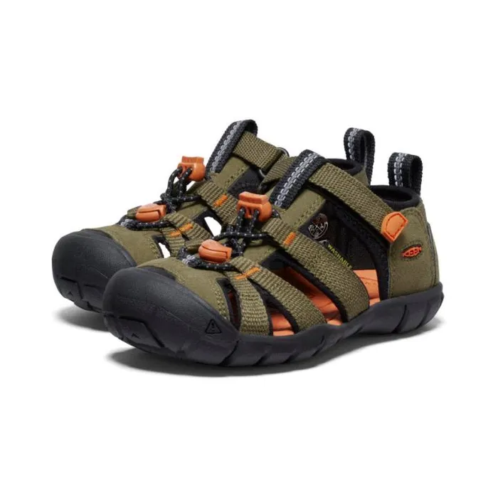 Little Kids039 Seacamp II CNX Dark OliveGold Flame Sandal Kids KEEN Water Little Kids039 Seacamp II CNX Dark OliveGold Flame Sandal Kids KEEN Water