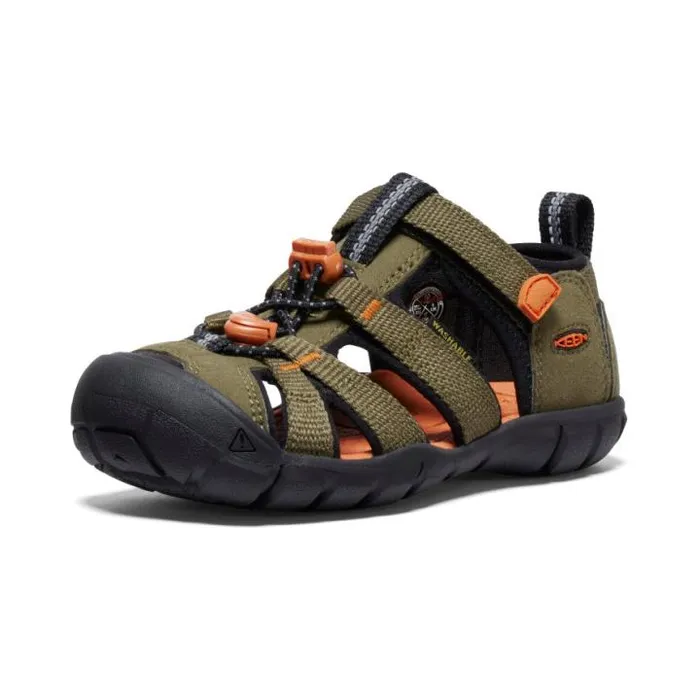 Little Kids039 Seacamp II CNX Dark OliveGold Flame Sandal Kids KEEN Water Little Kids039 Seacamp II CNX Dark OliveGold Flame Sandal Kids KEEN Water