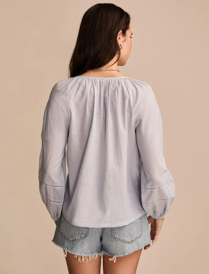 Long Sleeve Pintuck Peasant Blue Stripe Women Lucky Brand Blouses
