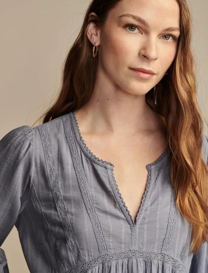 Long Sleeve Tiered Mini Dress Stonewash Women Lucky Brand Dresses
