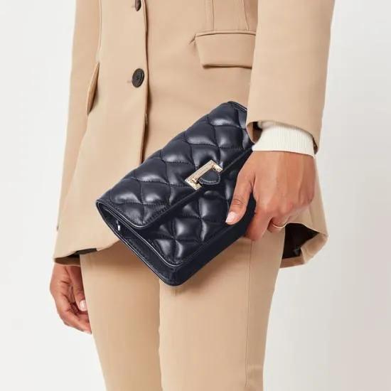 Lottie Pillow Clutch Navy Nappa Women Aspinal Of London Lottie