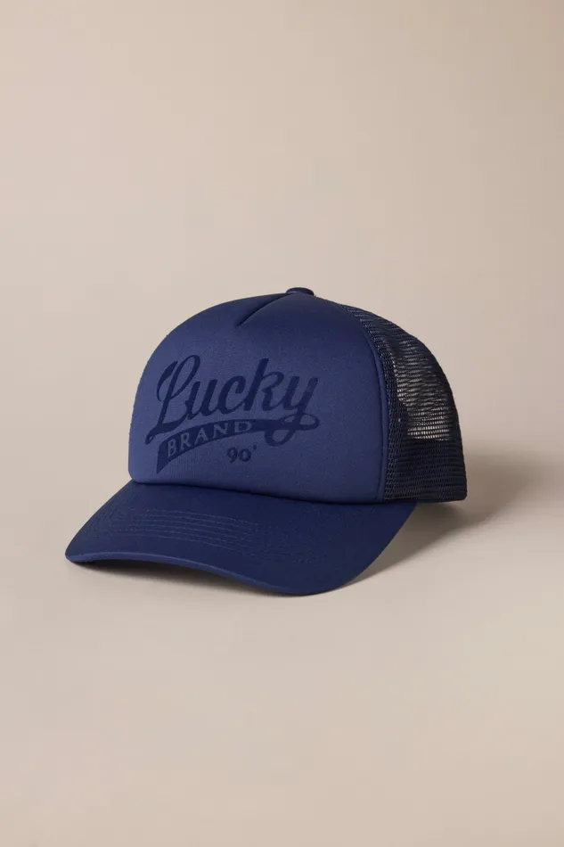 Lucky Print Trucker Hat Navy Men Lucky Brand Hats