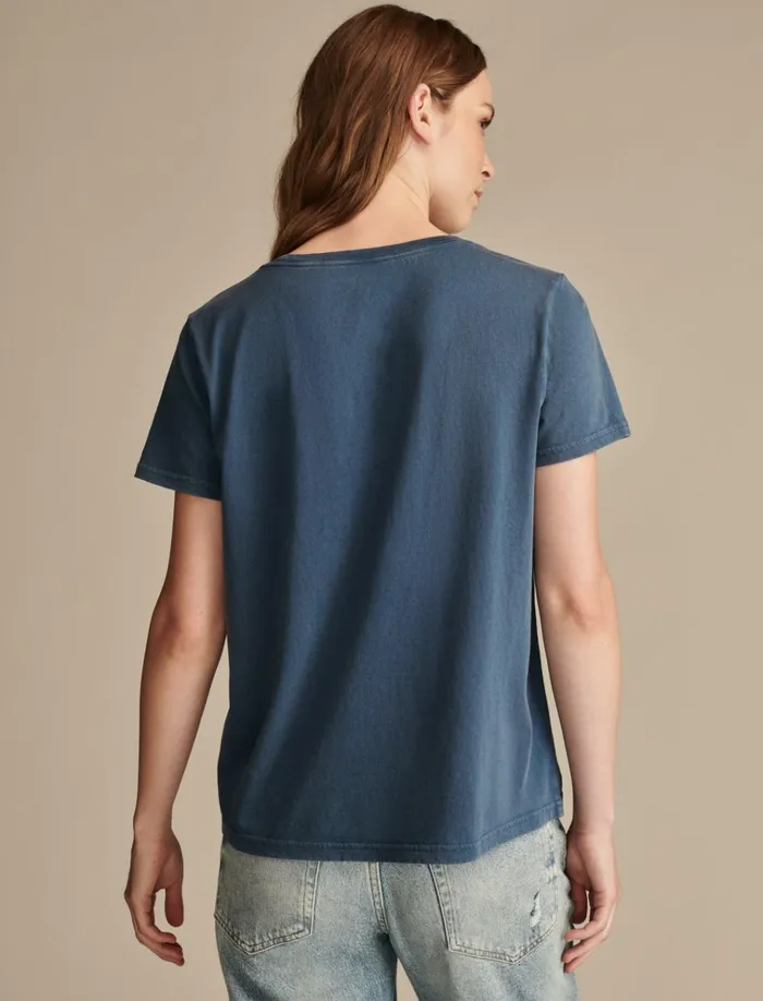 Lucky Sugar Skull Classic Crew Dark Denim Women Lucky Brand Graphic Tees