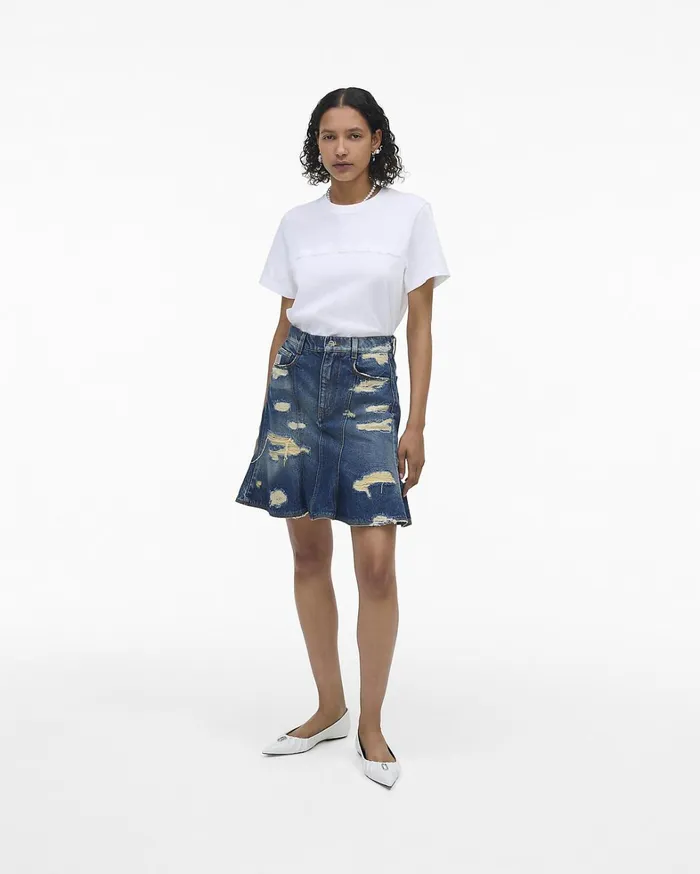 Marc Jacobs Bottoms Women The Rip And Repair Fluted Mini Skirt Punk Indigo