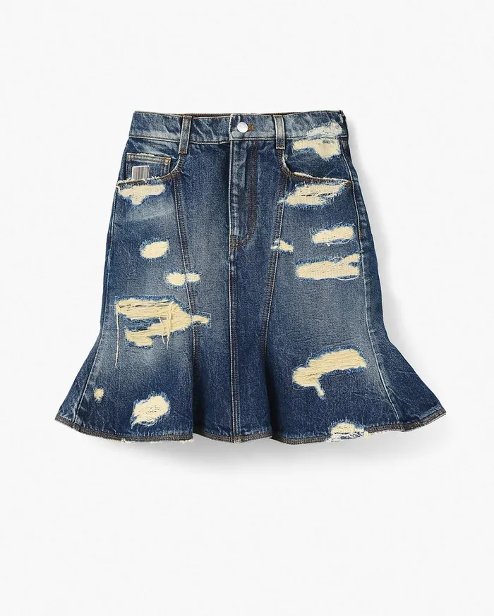 Marc Jacobs Bottoms Women The Rip And Repair Fluted Mini Skirt Punk Indigo