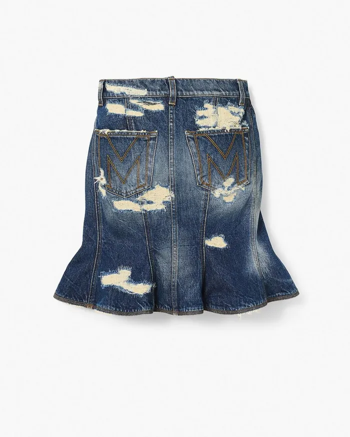 Marc Jacobs Bottoms Women The Rip And Repair Fluted Mini Skirt Punk Indigo