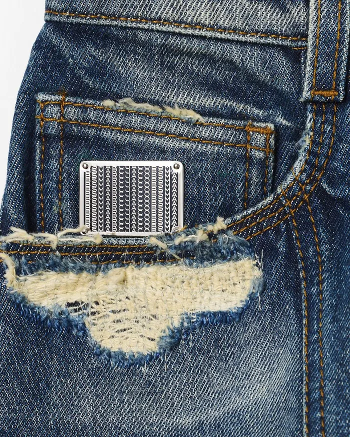 Marc Jacobs Bottoms Women The Rip And Repair Fluted Mini Skirt Punk Indigo