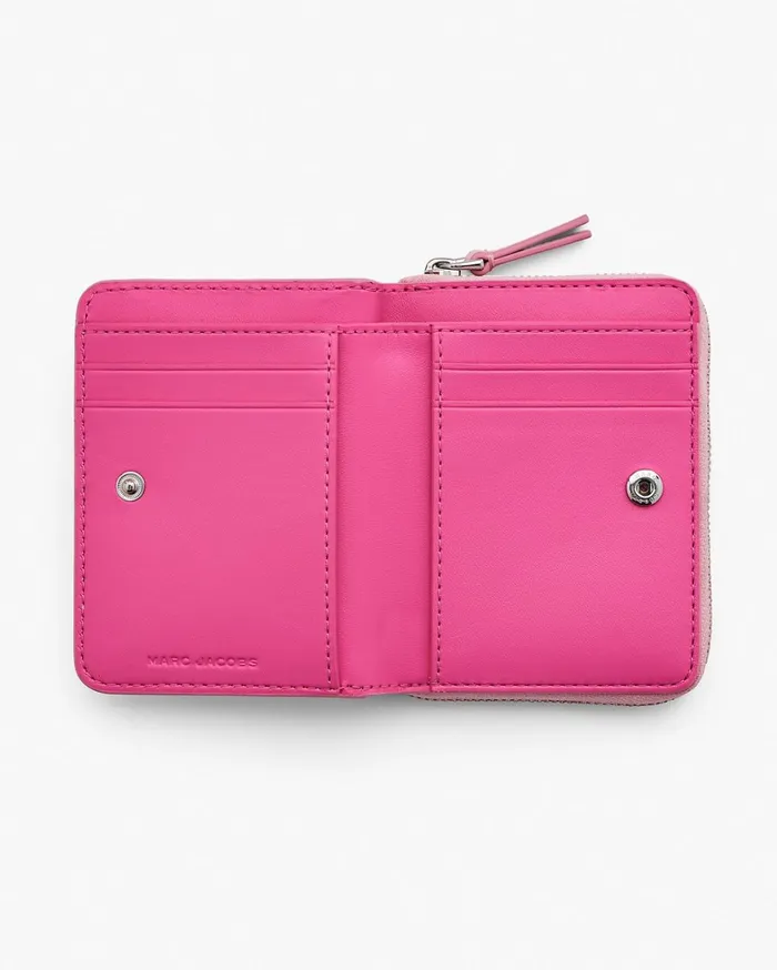 Marc Jacobs Small Wallets Women The Leather Mini Compact Wallet Ribbon Pink