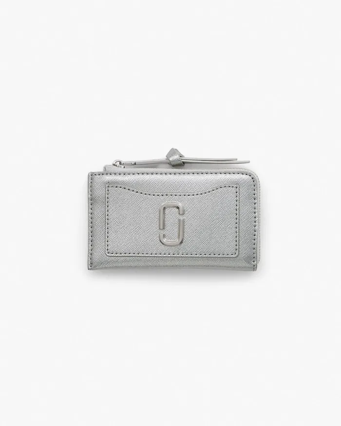 Marc Jacobs Small Wallets Women The Metallic Utility Snapshot Top Zip Multi Wallet Silver