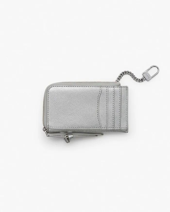 Marc Jacobs Small Wallets Women The Metallic Utility Snapshot Top Zip Multi Wallet Silver