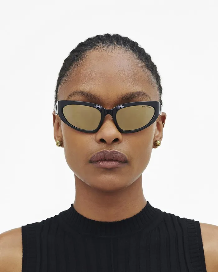 Marc Jacobs Sunglasses Women The Bold Logo Wrapped Mirrored Sunglasses Black
