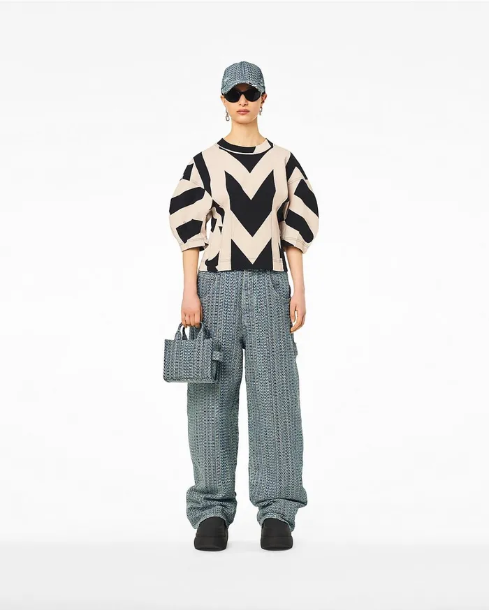 Marc Jacobs The Tote Bag Women The Washed Monogram Denim Crossbody Tote Bag Sun Faded Denim