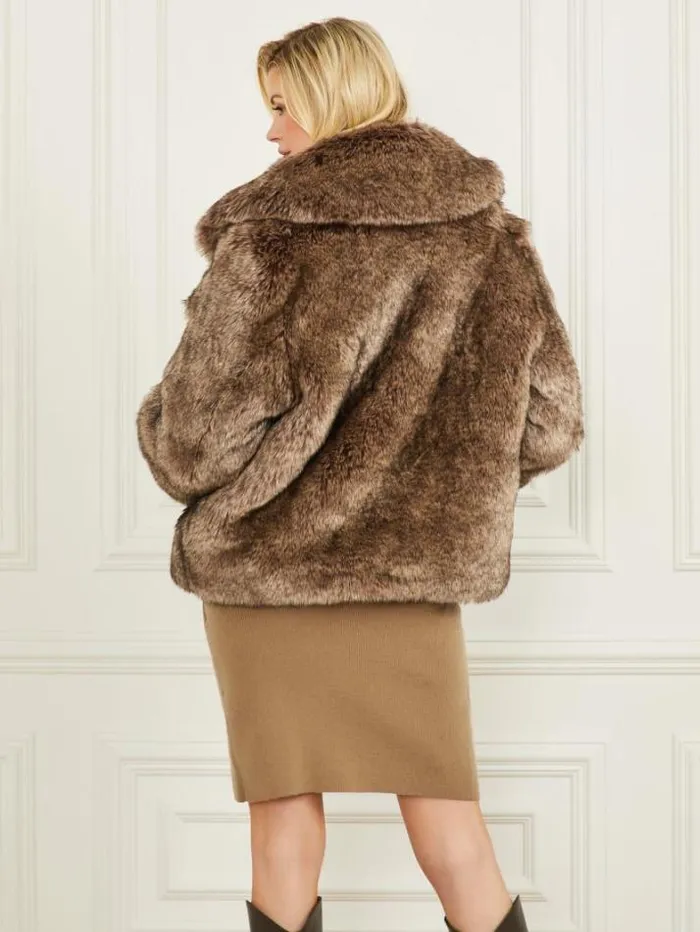 Marciano Duchesse FauxFur Jacket Dark Dune Multi Women Jackets Marciano Duchesse FauxFur Jacket Dark Dune Multi Women Jackets