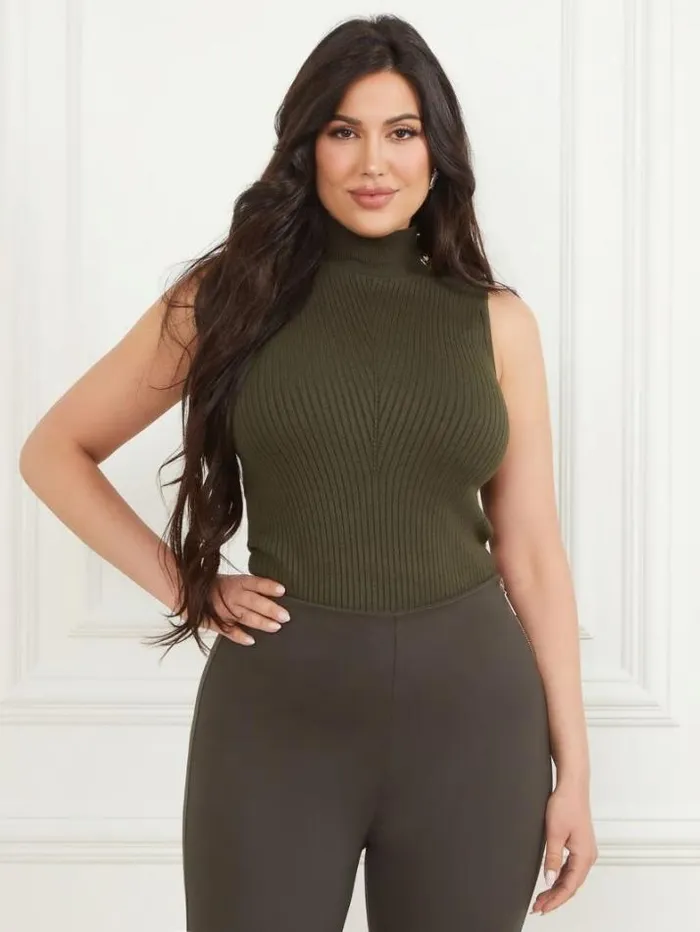 Marciano Eco Alice Sleeveless Turtleneck Top 344 Olive Branch Women Tops And Sweaters Marciano Eco Alice Sleeveless Turtleneck Top 344 Olive Branch Women Tops And Sweaters