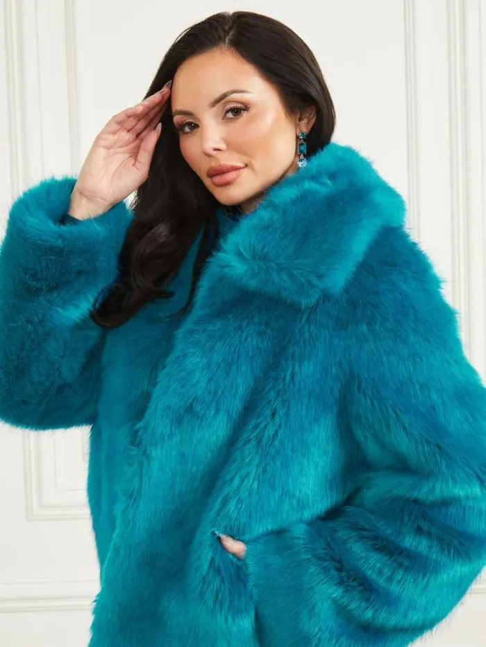 Marciano Gwenda FauxFur Jacket Bermuda Blue With Darker Women Jackets