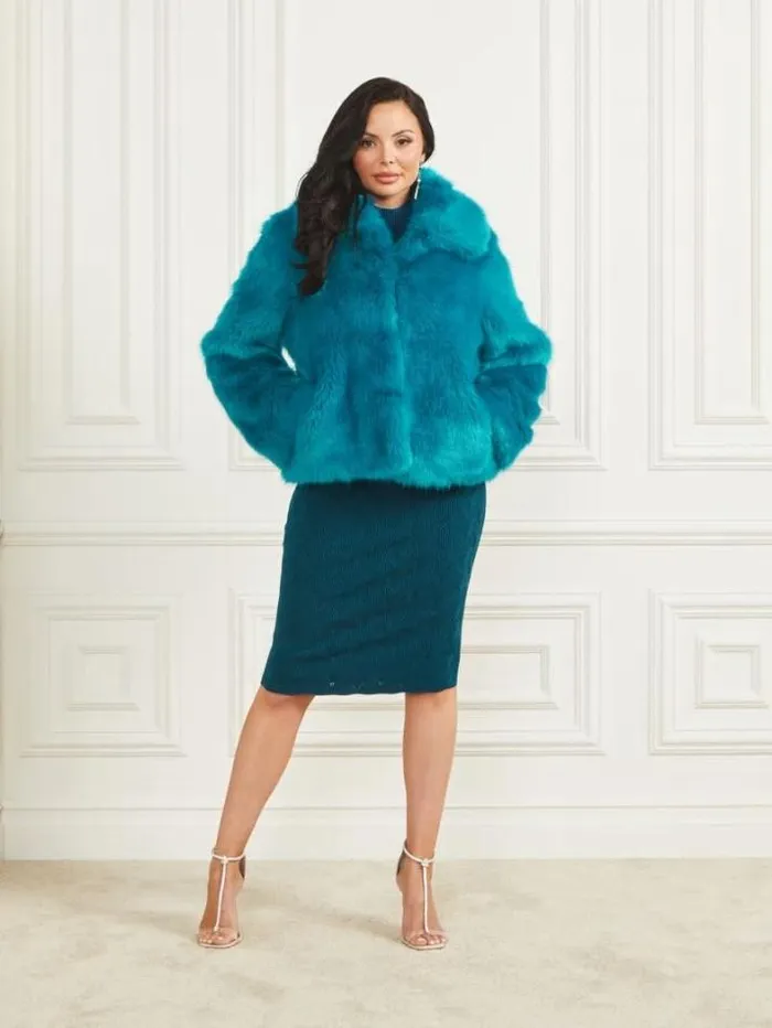 Marciano Gwenda FauxFur Jacket Bermuda Blue With Darker Women Jackets Marciano Gwenda FauxFur Jacket Bermuda Blue With Darker Women Jackets