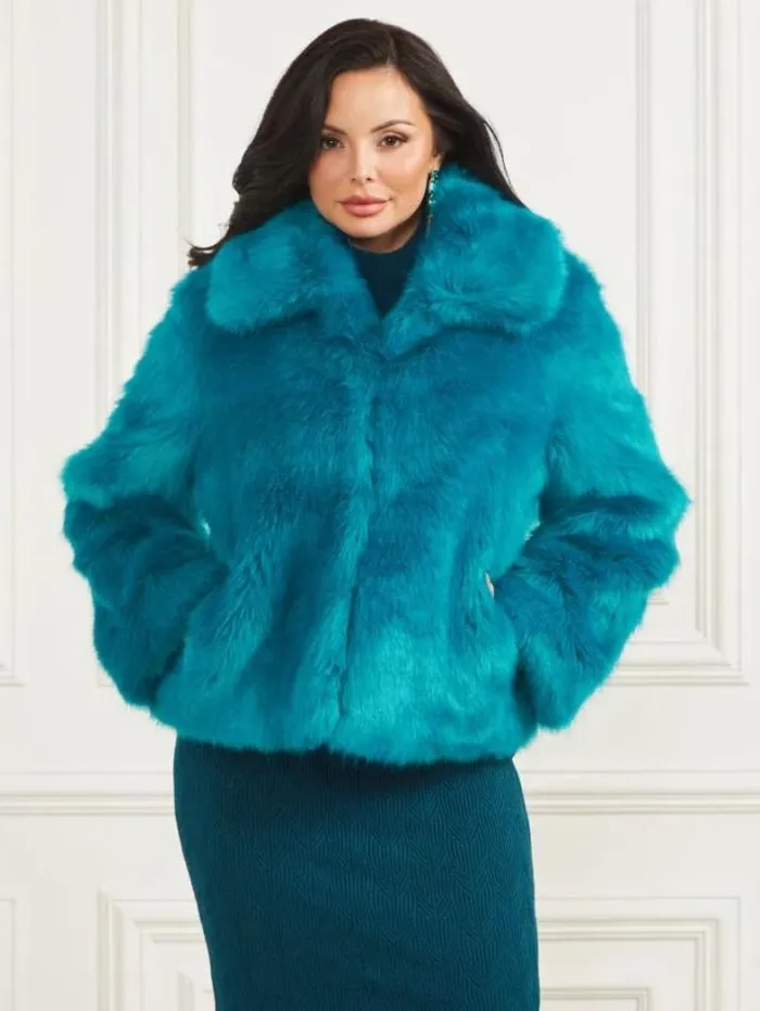 Marciano Gwenda FauxFur Jacket Bermuda Blue With Darker Women Jackets Marciano Gwenda FauxFur Jacket Bermuda Blue With Darker Women Jackets