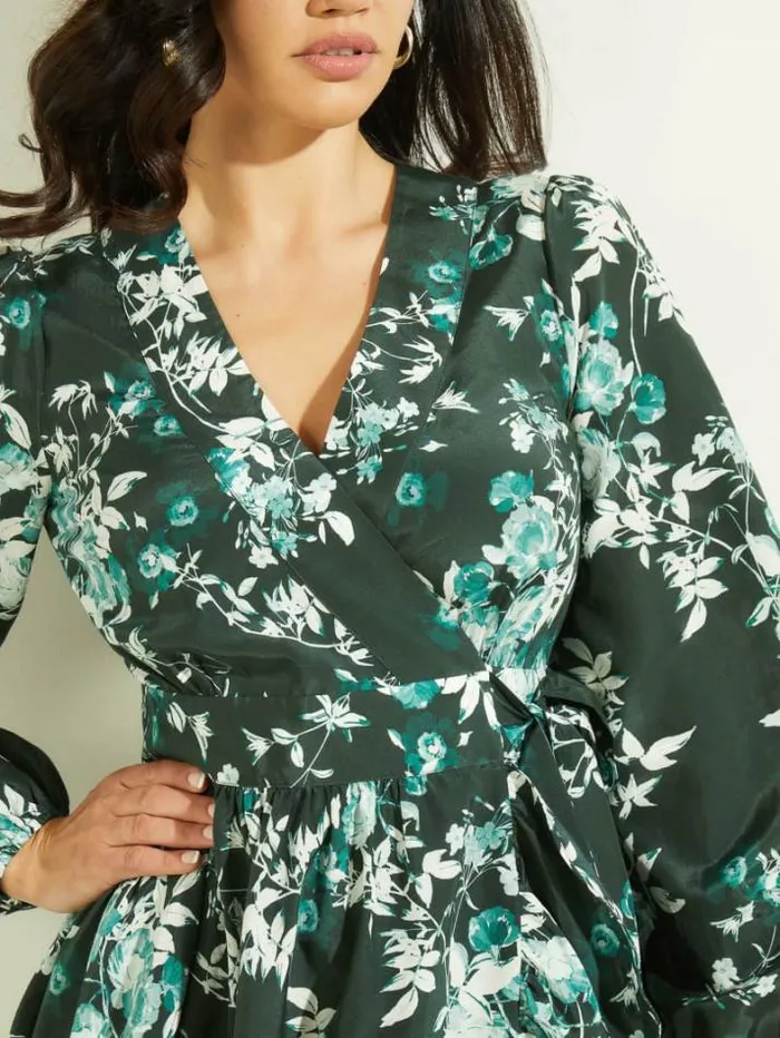 Marciano Petal Pose Wrap Dress Petal Pose Chenille Green Women Dresses Marciano Petal Pose Wrap Dress Petal Pose Chenille Green Women Dresses