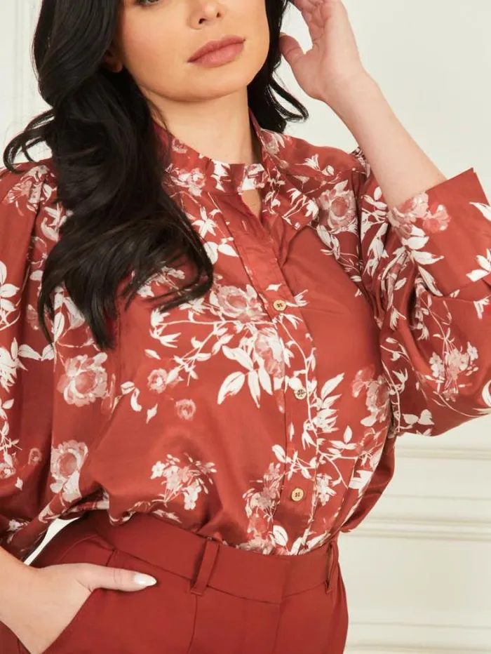 Marciano Petal Pose Yvonne Blouse Petal Pose Dark Jam Red Women Tops And Sweaters Marciano Petal Pose Yvonne Blouse Petal Pose Dark Jam Red Women Tops And Sweaters