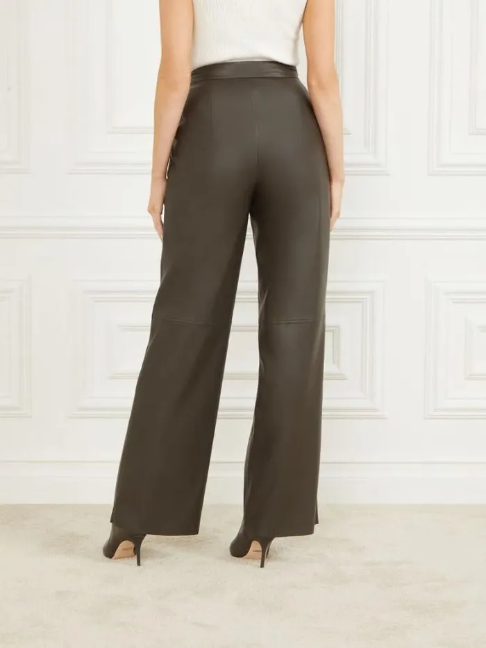 Marciano Vixen FauxLeather Wide Leg Pant 344 Olive Branch Women Bottoms Marciano Vixen FauxLeather Wide Leg Pant 344 Olive Branch Women Bottoms