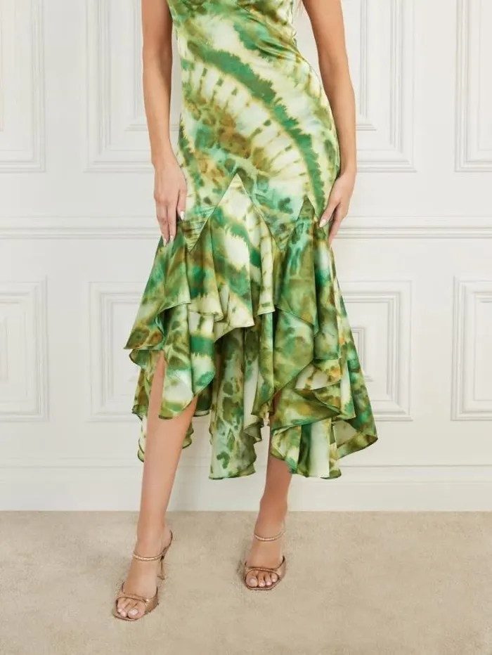 Marciano Waterfall Printed Satin Dress Elusive Print Women Dresses Marciano Waterfall Printed Satin Dress Elusive Print Women Dresses