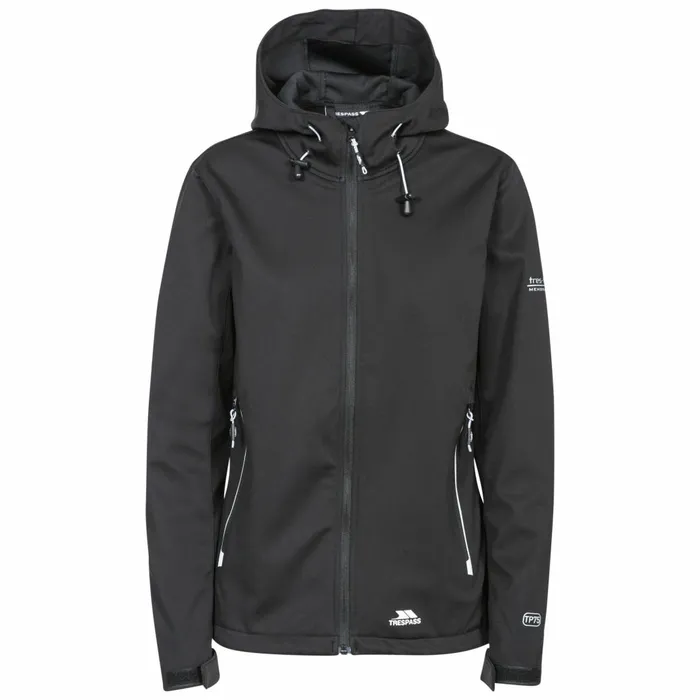 Marsa Breathable Hooded Softshell Jacket Black Women Trespass Softshell Jackets Marsa Breathable Hooded Softshell Jacket Black Women Trespass Softshell Jackets