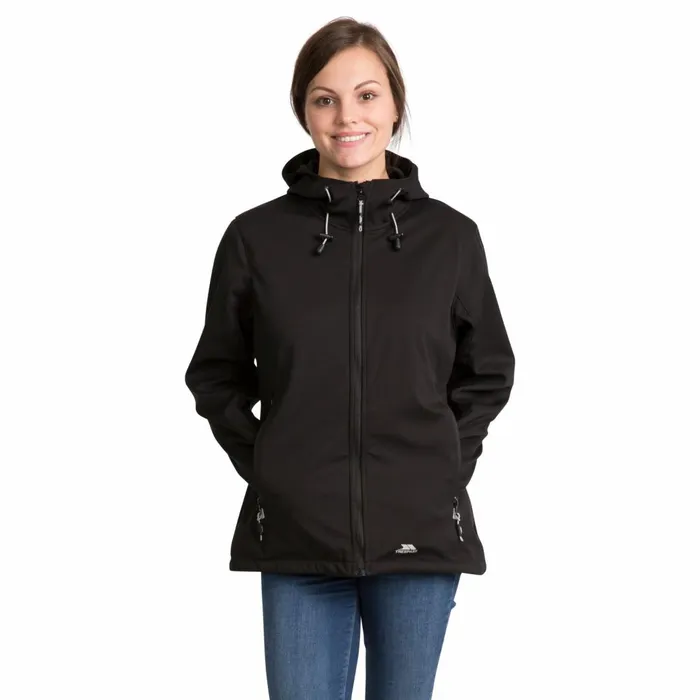 Marsa Breathable Hooded Softshell Jacket Black Women Trespass Softshell Jackets Marsa Breathable Hooded Softshell Jacket Black Women Trespass Softshell Jackets